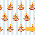 Blue Striped Circus Tiger Seamless Pattern