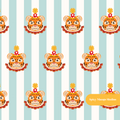 Sage Striped Circus Tiger Seamless Pattern