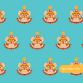 Aqua Circus Tiger Seamless Pattern