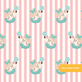 Pink Striped Circus Poodle Seamless Pattern