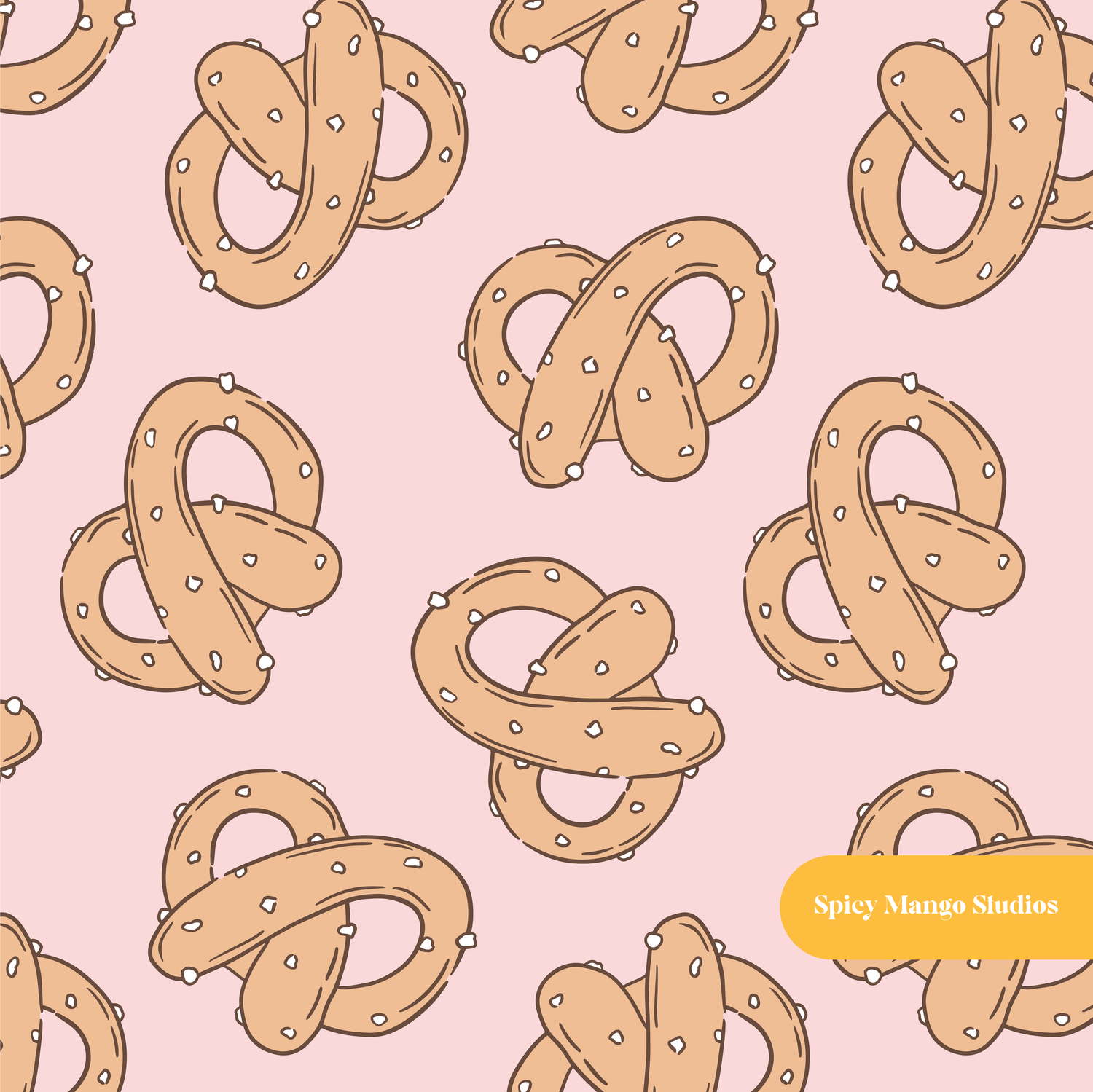 Pink Pretzel Seamless Pattern – Game Day & Snack Theme Digital Download