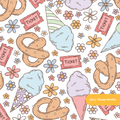 White Carnival Treats Seamless Pattern – Digital Download