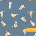 Blue Cattle Skulls Seamless Pattern