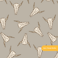 Dusty Stone Cattle Skulls Seamless Pattern