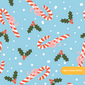 Blue Cute Candy Cane Seamless Pattern – Digital Download