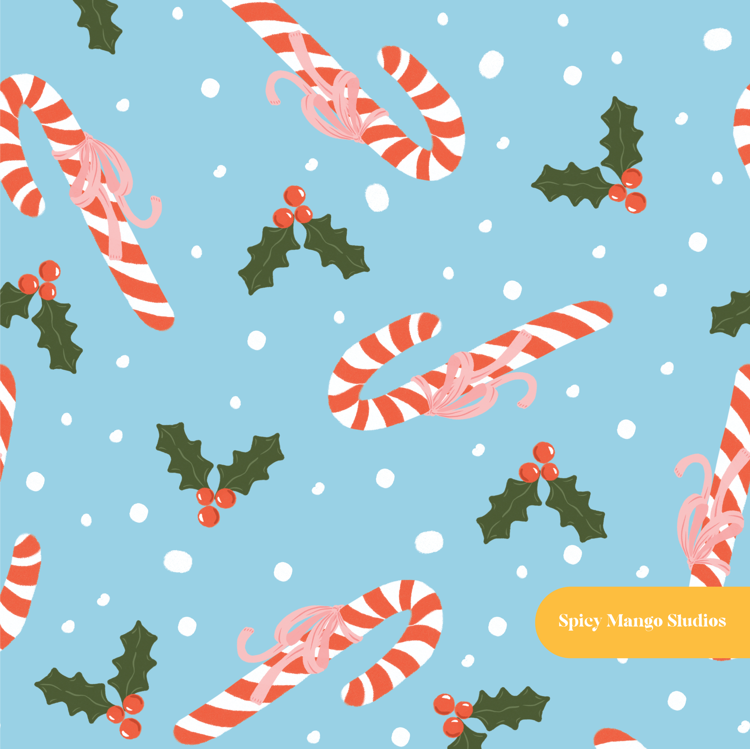 Blue Cute Candy Cane Seamless Pattern – Digital Download