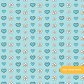Aqua Daisy Hearts Seamless Pattern