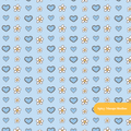 Blue Daisy Hearts Seamless Pattern