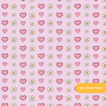 Lavender Daisy Hearts Floral Seamless Pattern