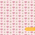 Light Pink Daisy Hearts Floral Seamless Pattern