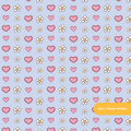 Periwinkle Daisy Hearts Floral Seamless Pattern