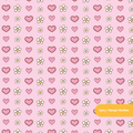 Pink Daisy Heart Floral Seamless Pattern