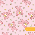 Pink Daisy Bow Seamless Pattern