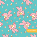 Teal Daisy Bow Seamless Pattern
