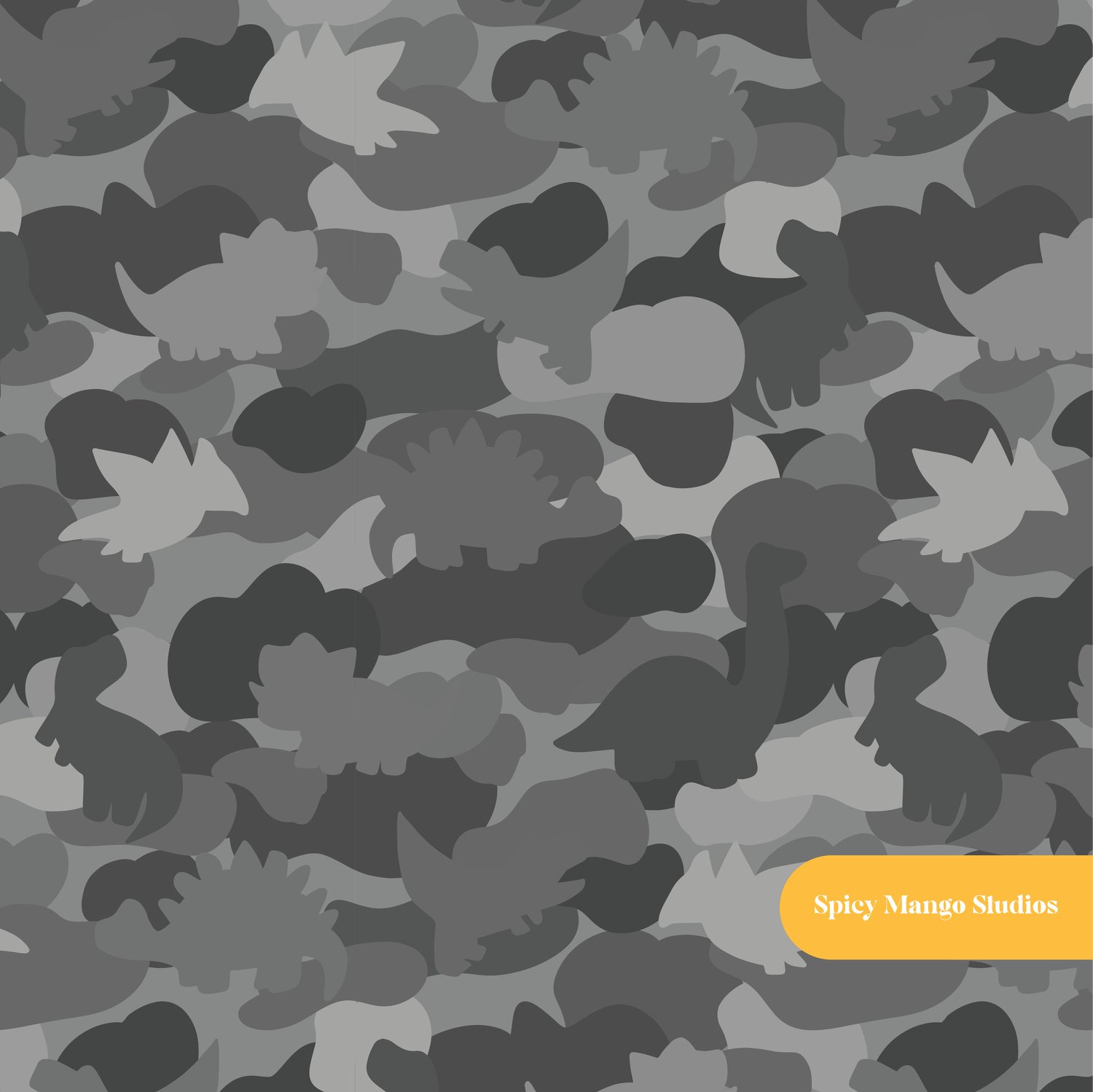 Gray Dino Camo Seamless Pattern