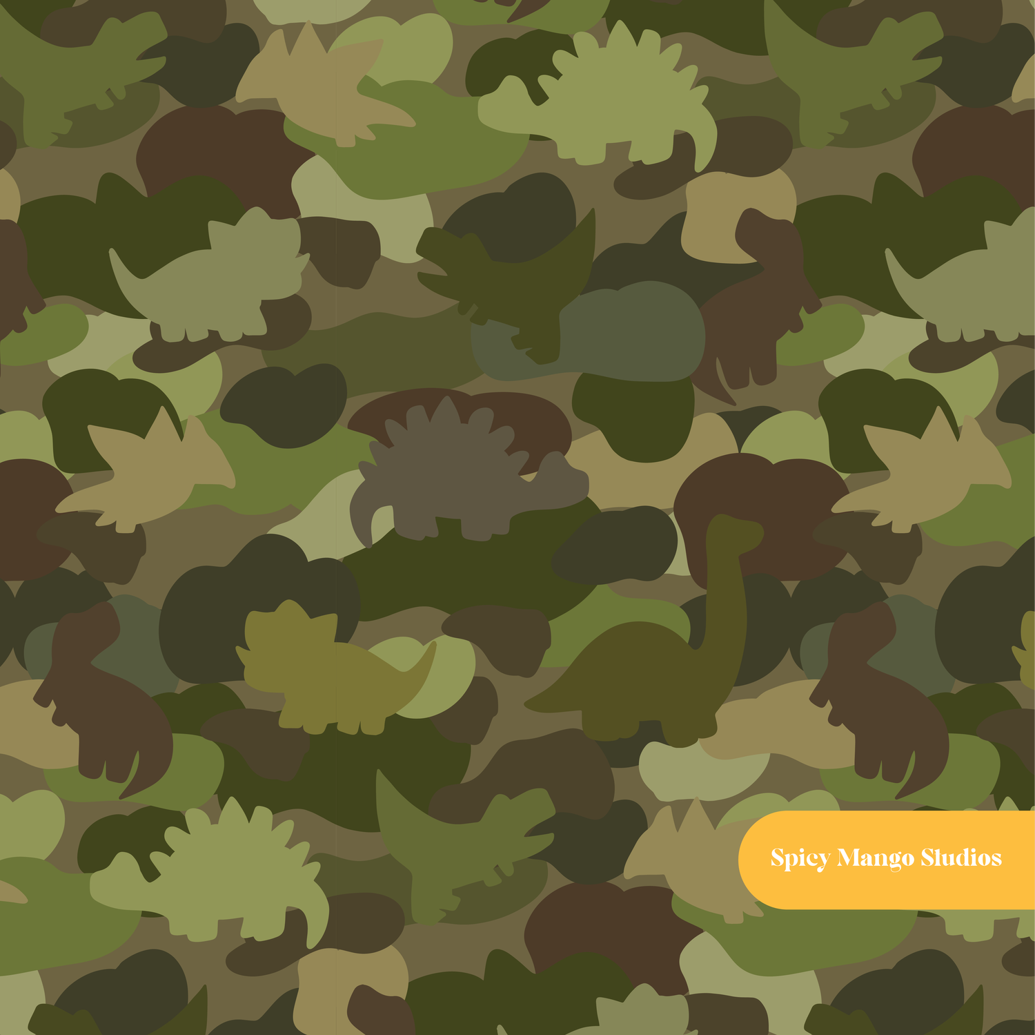 Olive Dino Camo Seamless Pattern