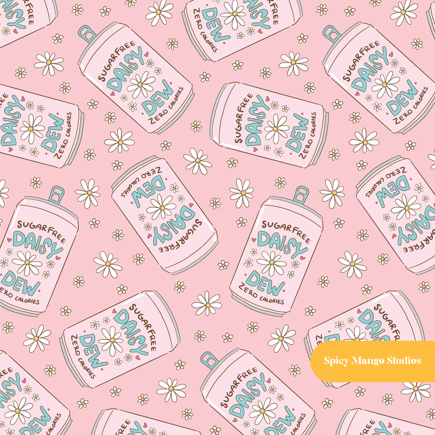 Dark Pink Daisy Dew Seamless Pattern
