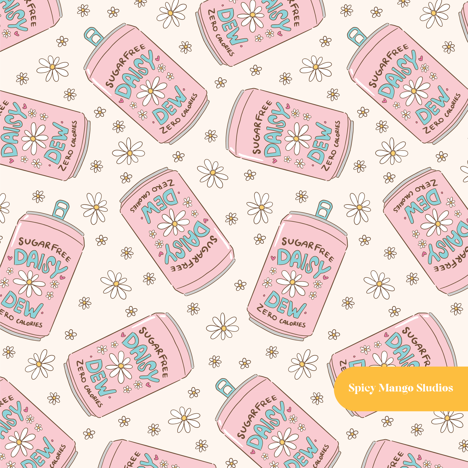 Neutral Daisy Dew Seamless Pattern