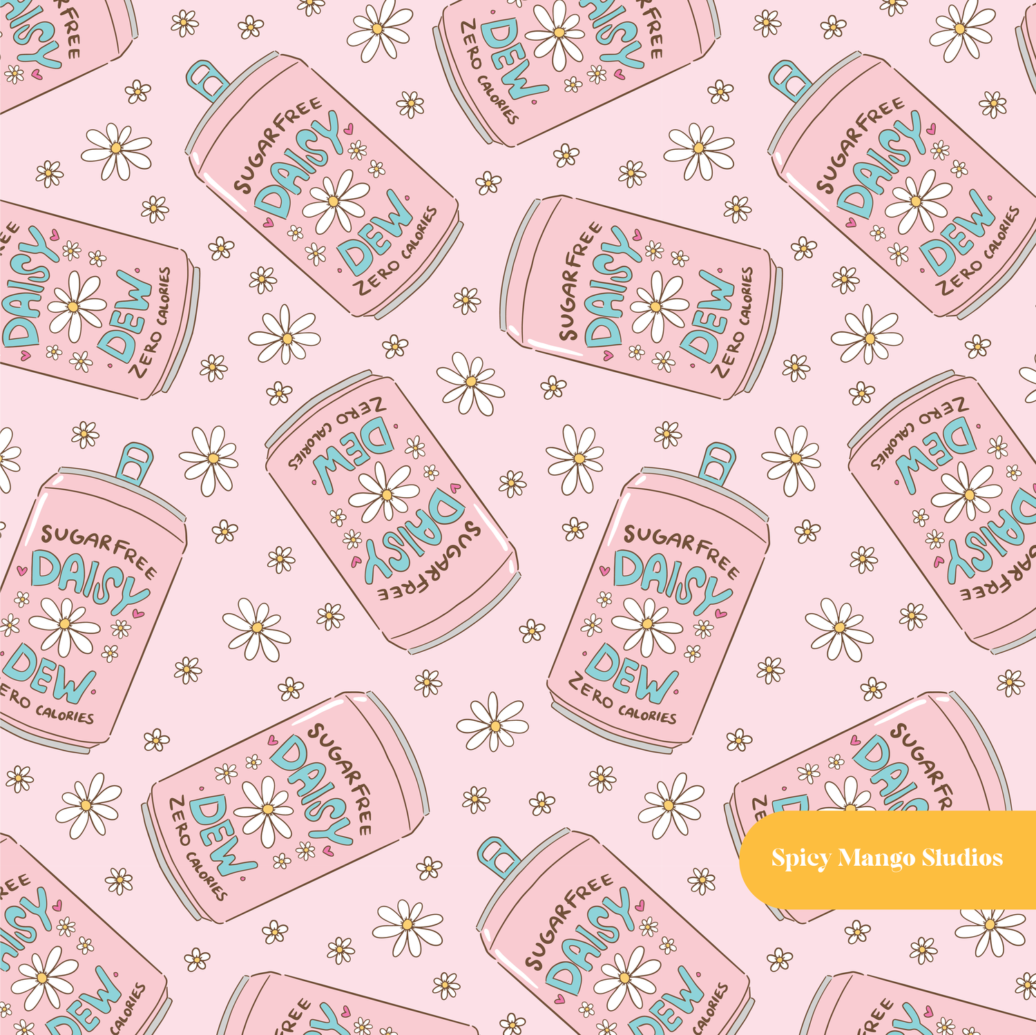 Pink Daisy Dew Seamless Pattern