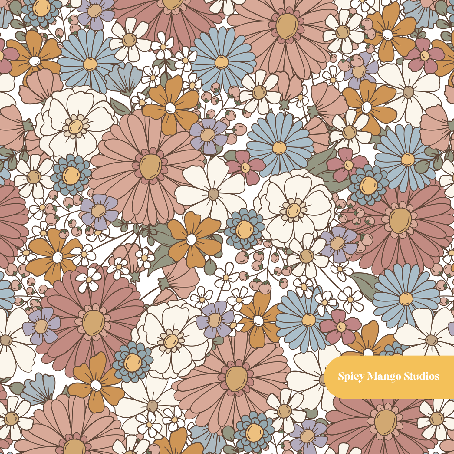 Retro Delilah Floral Seamless Pattern