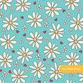 Teal Daisy Heart Seamless Pattern