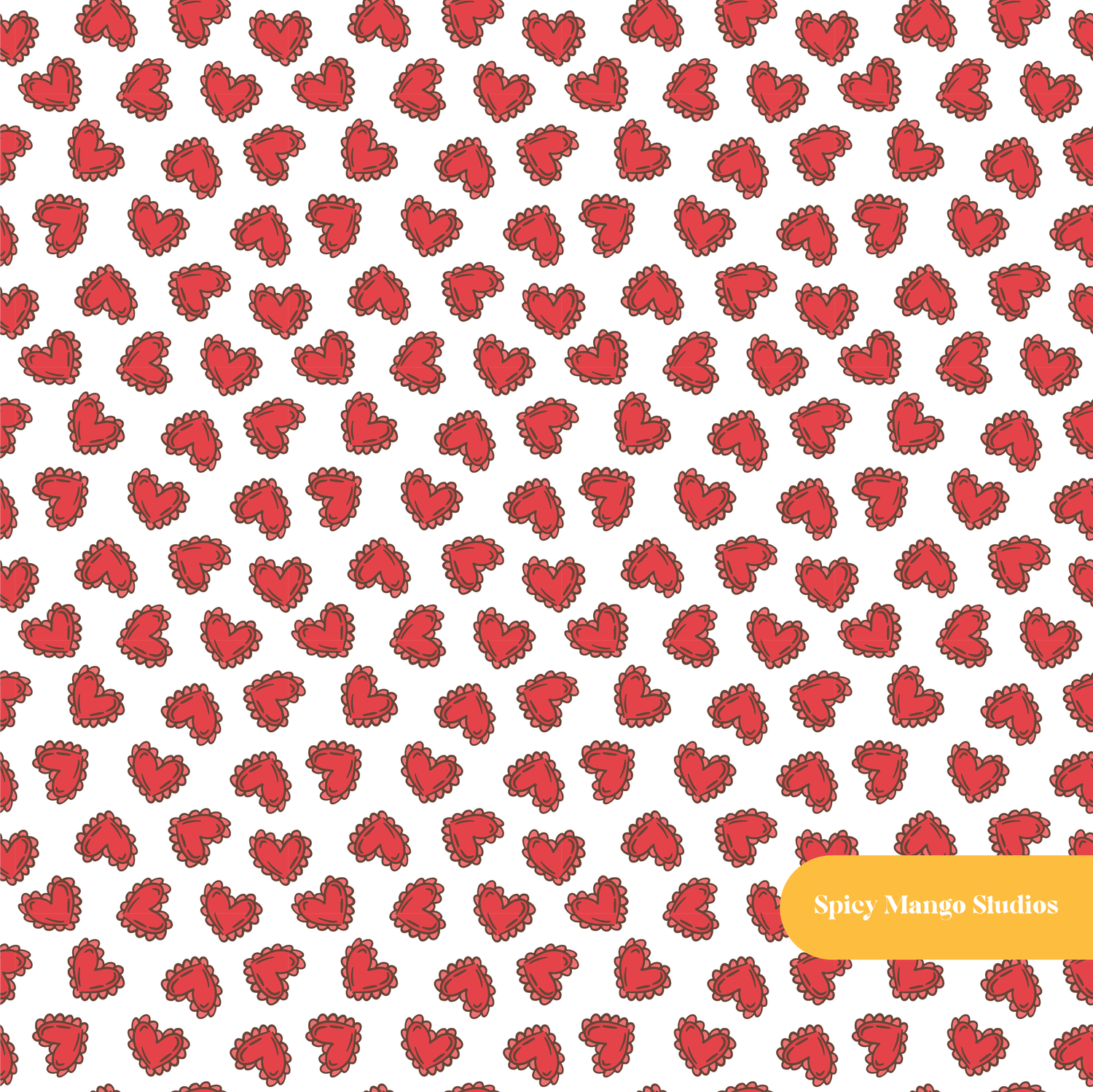 White Ditsy Hearts Seamless Pattern