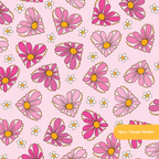 Pink Daisy Love Seamless Pattern