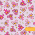 Lavender Daisy Love Seamless Pattern
