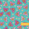 Teal Daisy Love Seamless Pattern