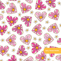 White Daisy Love Seamless Pattern
