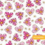 White Daisy Love Seamless Pattern