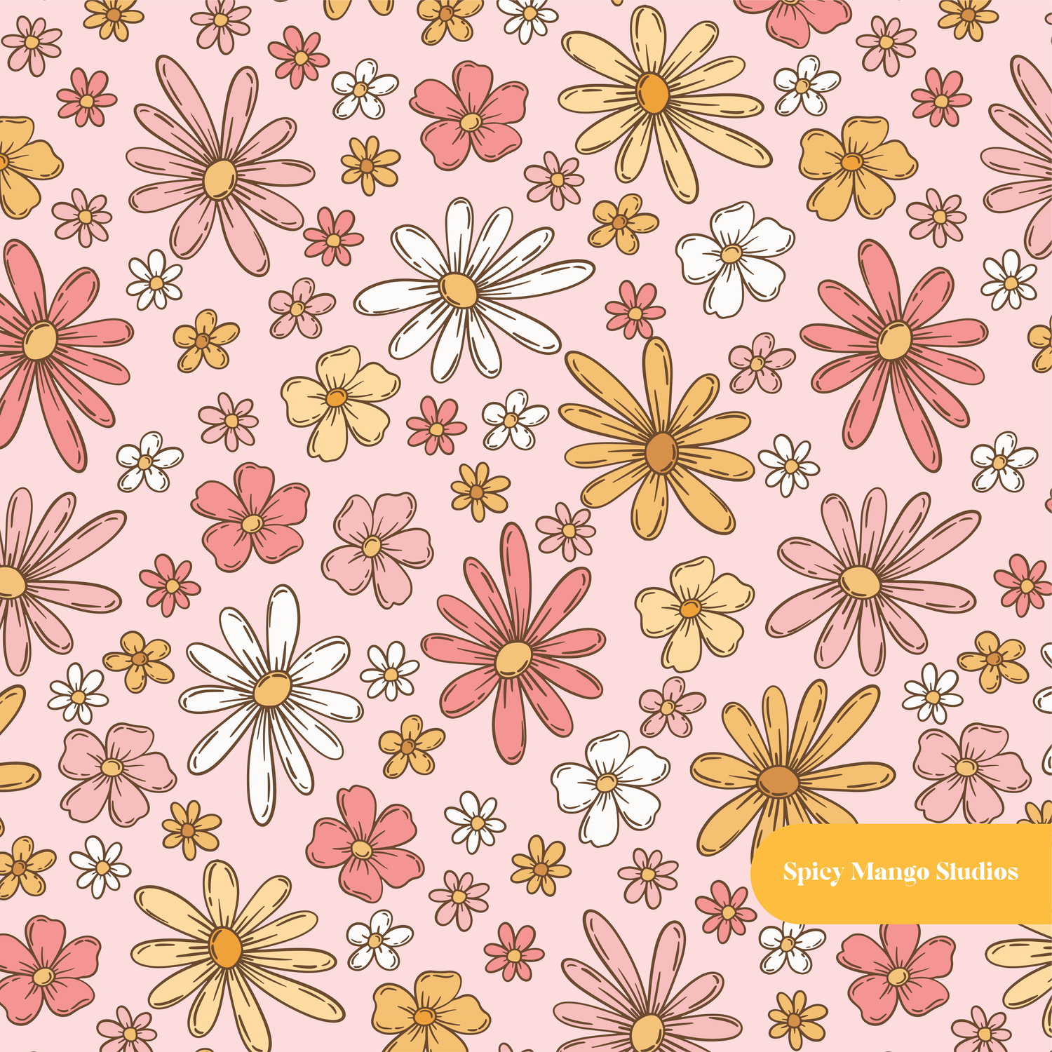Pink Dreamy Floral Seamless Pattern
