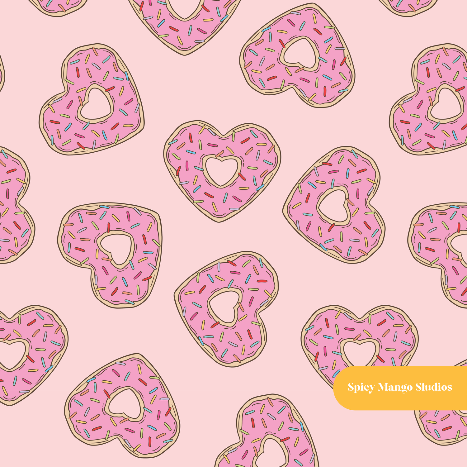 Pink Donut Party Seamless Pattern