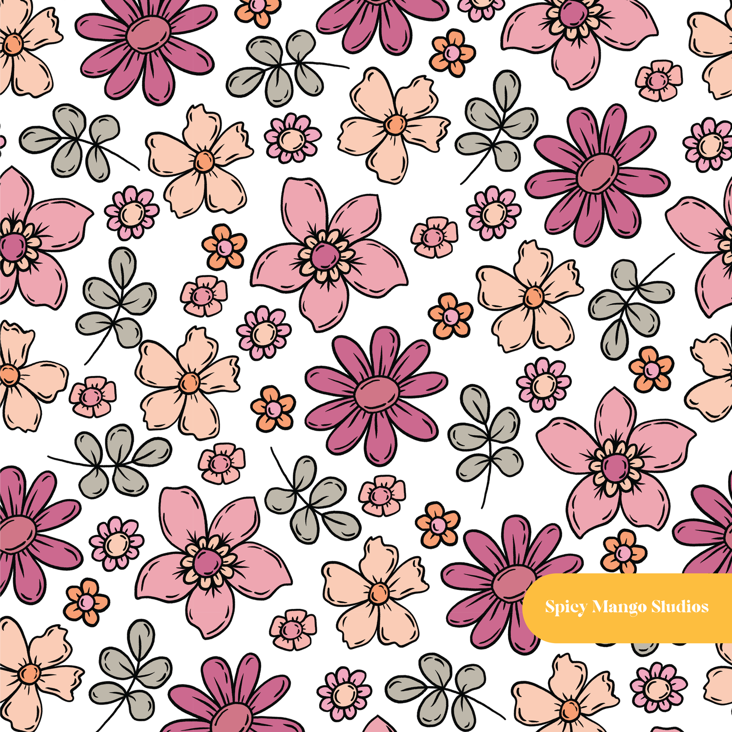 White Daria Floral Seamless Pattern