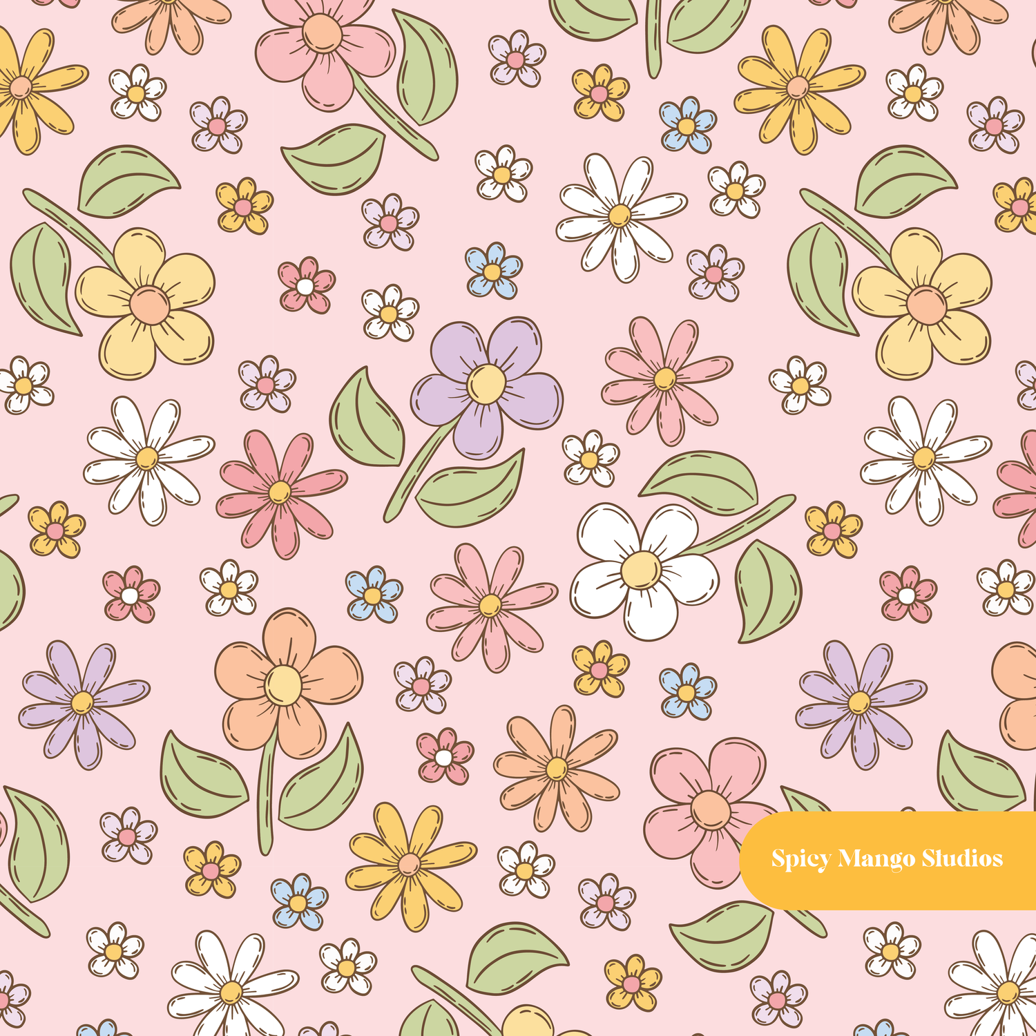 Pink Desi Floral Seamless Pattern