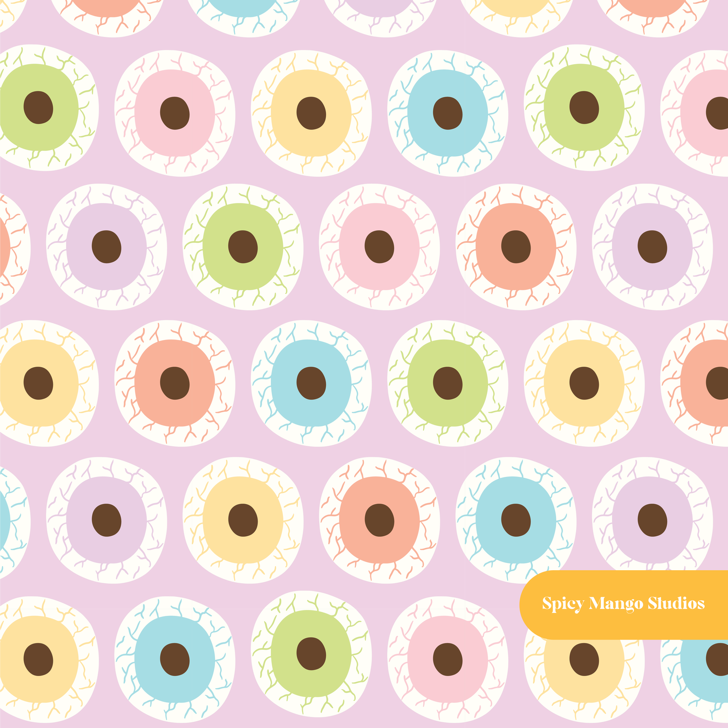Dusty Purple Eye Spy Halloween Seamless Pattern