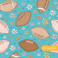 Aqua Football Floral seamless Pattern