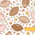 Neutral Football Floral Seamless Pattern
