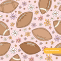 Pink Football Floral Seamless Pattern