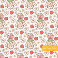 Pink Strawberry Fairy Bunny Seamless Pattern