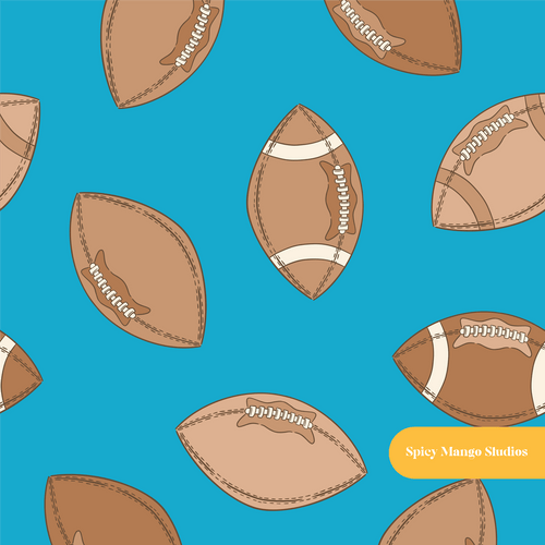 Cerulean Football Seamless Pattern