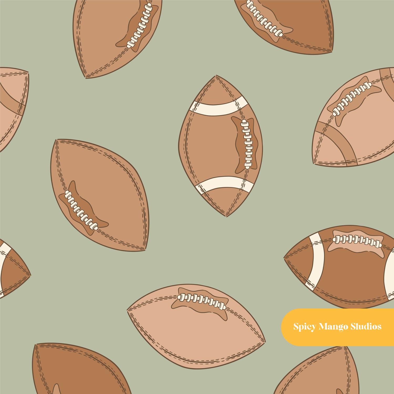 Olive Football Seamless Pattern