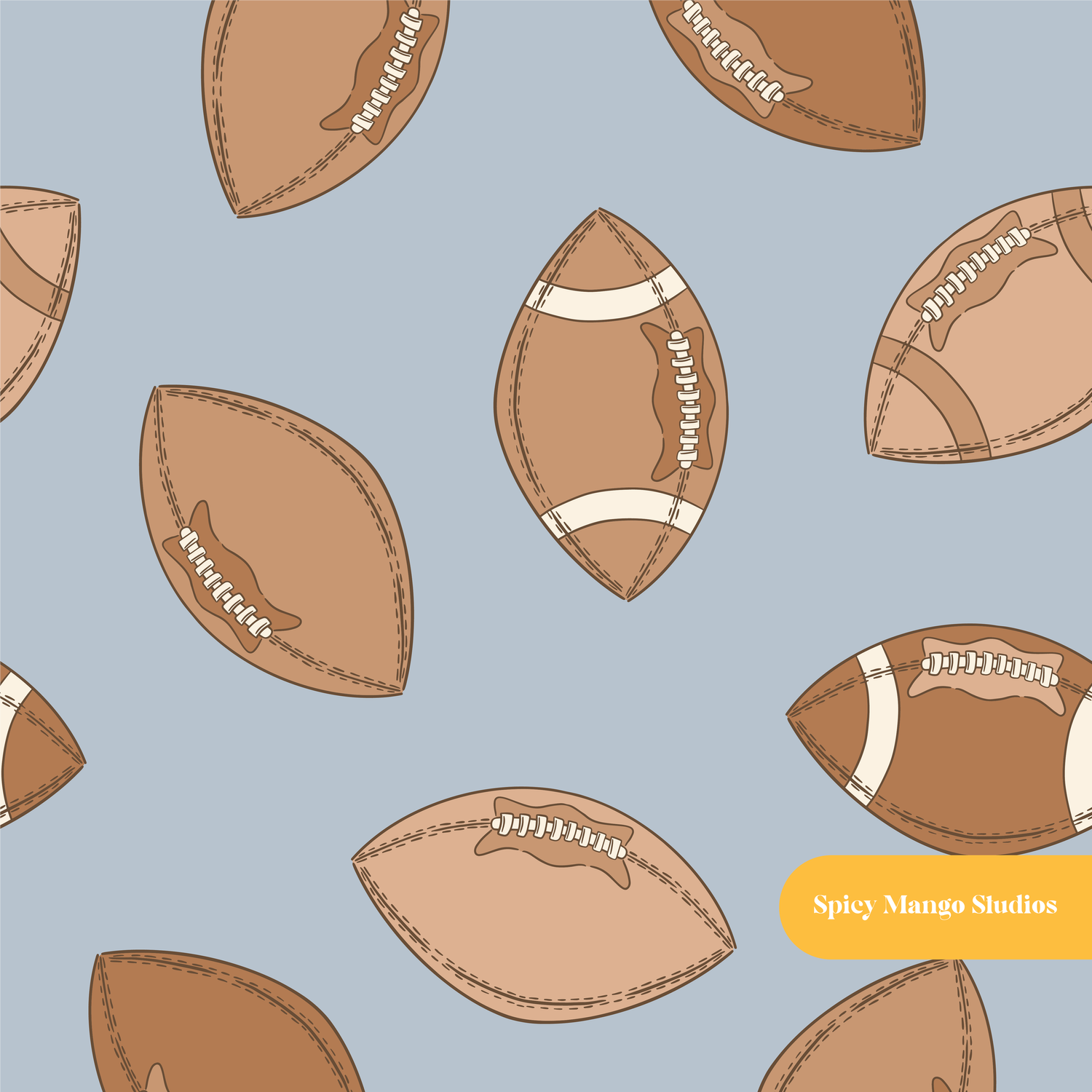 Stone Blue Football Seamless Pattern