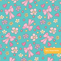 Teal Floral Bow Seamless Pattern