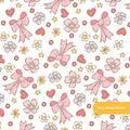 White and Pink Floral Bow Seamless Pattern