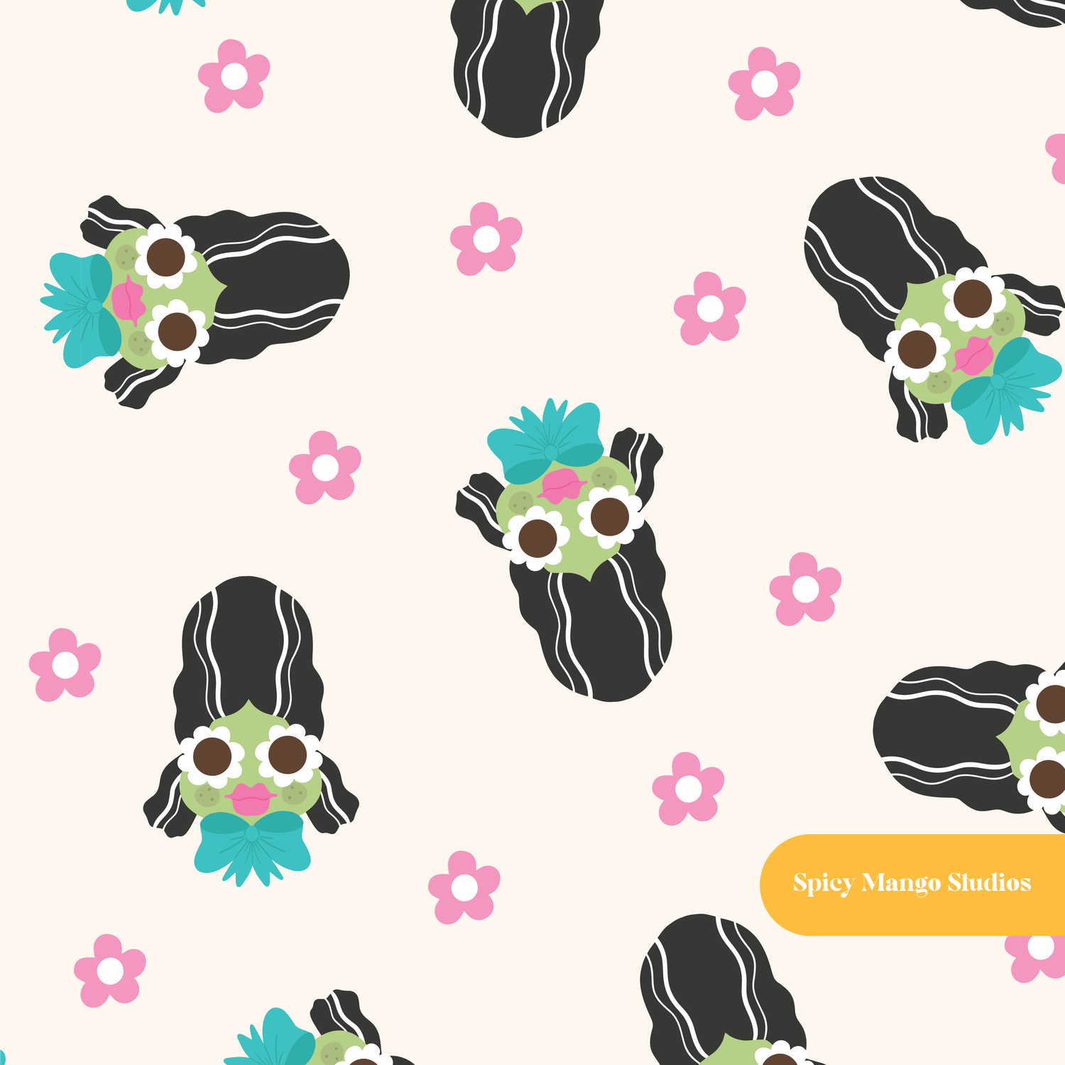 Off White Francine Halloween Seamless Pattern