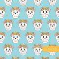 Aqua Flower Crown Skeleton Seamless Pattern