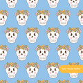Blue Flower Crown Skeleton Seamless Pattern