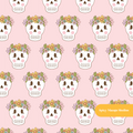 Pink Flower Crown Skeleton Seamless Pattern