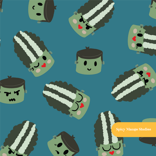 Blue Franky & Francine Seamless Pattern – Digital Download
